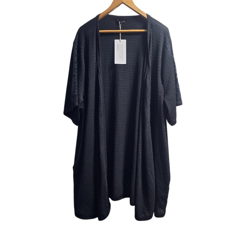 Bloomchic Womens Black Lace Embroidered Kimono Swimsuit Cover Up 28 Festival